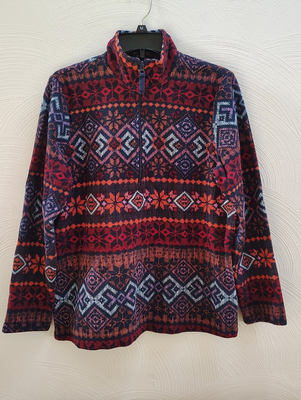 Laura Scott Fleece Pullover Jacket Petite Southwestern Print Sz L
